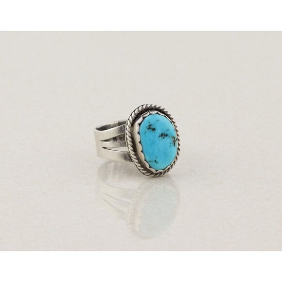Sterling Silver Natural Turquoise Ring Size 6 - Picture 3 of 6